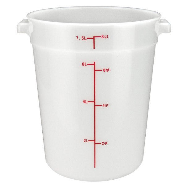 Winco PPRC-8W 8 Qt. White Polypropylene Round Storage Container Winco PPRC-8W 8 Qt. White Polypropylene Round Storage Container