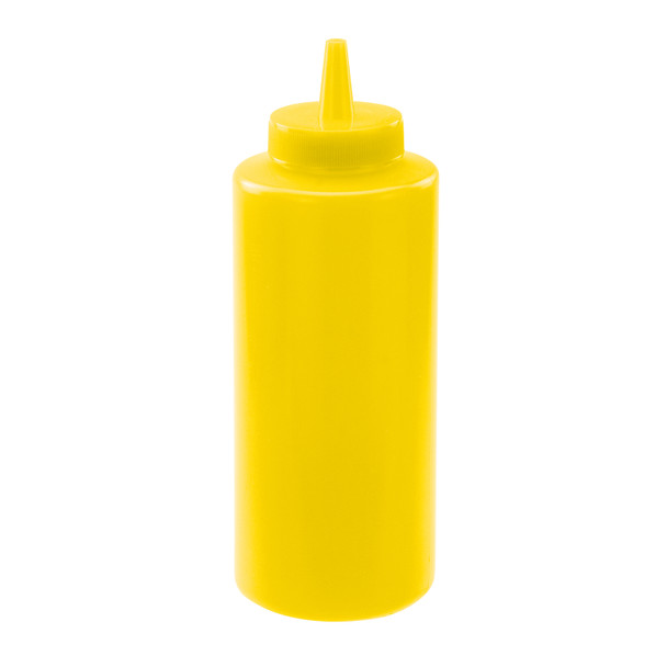 Winco PSB-12Y 12 oz. Yellow Squeeze Bottle - 6/Pack