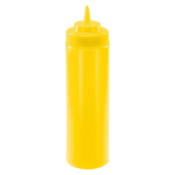 Winco PSW-24Y 24 oz. Yellow Wide-Mouth Squeeze Bottle - 6/Pack