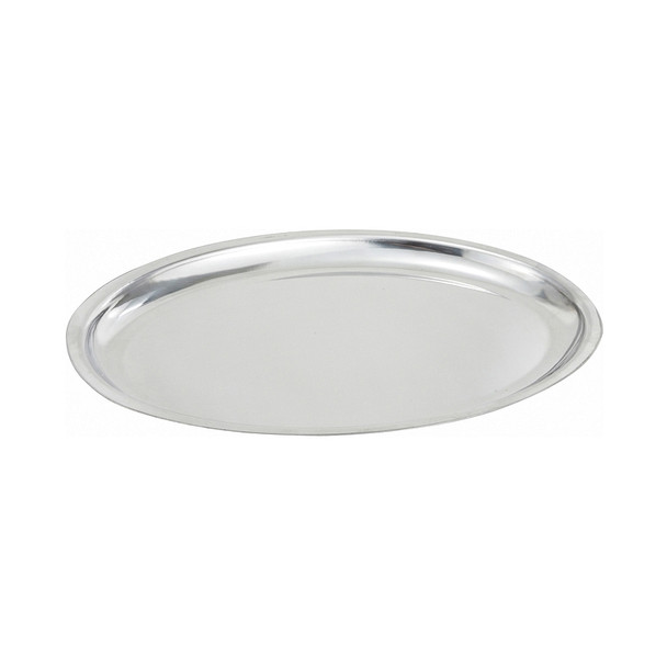 Winco SIZ-11 11" Oval Stainless Steel Sizzle Platter