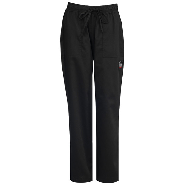 Winco UNF-8KS Women's Chef Pants, Drawstring - Black, Small