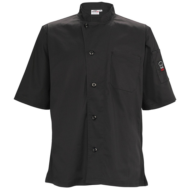 Winco UNF-9KXL Unisex Chef Shirt, Ventilated, Tapered Fit - Black, X-Large