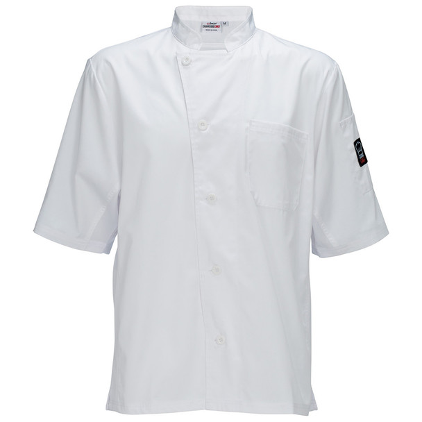 Winco UNF-9WM Unisex Chef Shirt, Ventilated, Tapered Fit - White, Medium