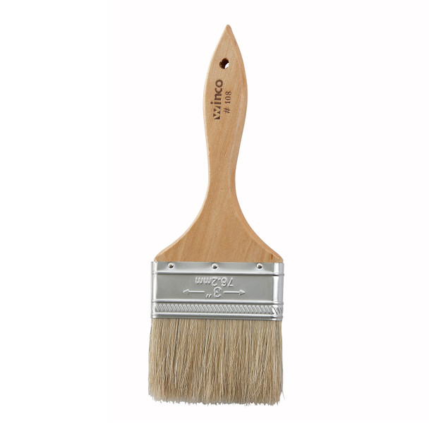 Winco WBR-30 3" Flat Boar Bristle Pastry Brush Winco WBR-30 3" Flat Boar Bristle Pastry Brush