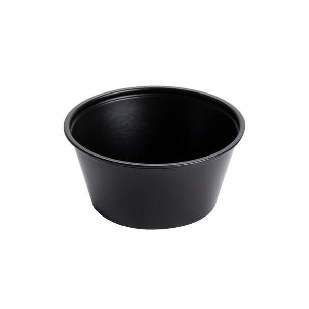 Black 3.25 oz. Plastic Souffle Portion Cup - 2500/Case