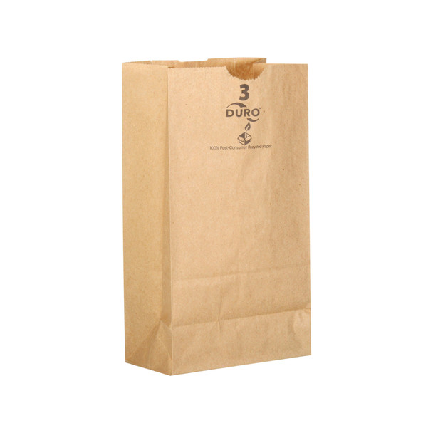 Duro 18403 Kraft 3 lb. Paper Grocery Bag - 500/Pack