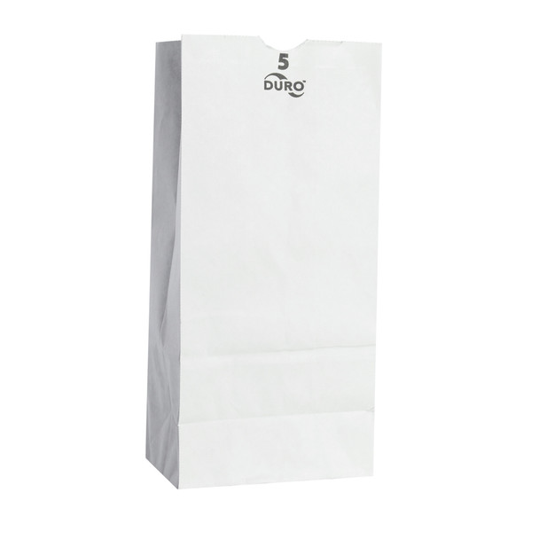 Duro 51045 White 5 lb. Paper Grocery Bag - 500/Pack