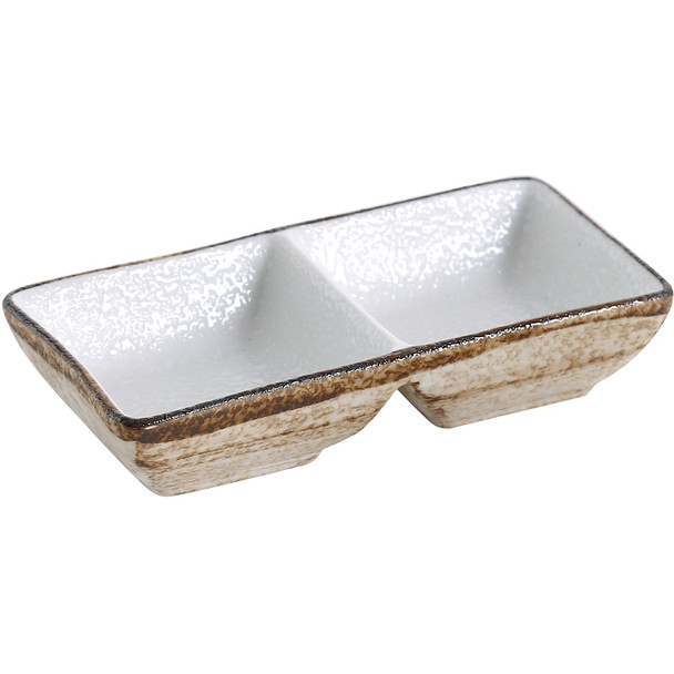 Yanco RO-4031 5 1/2" x 3" Two-Compartment China Sauce Dish - 36/Case