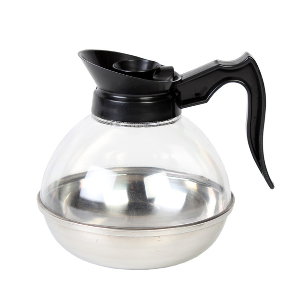 Thunder Group PLCD064 64 oz. Polycarbonate Coffee Decanter w/ Stainless Steel Base and Black Handle Thunder Group PLCD064 64 oz. Polycarbonate Coffee Decanter w/ Stainless Steel Base and Black Handle