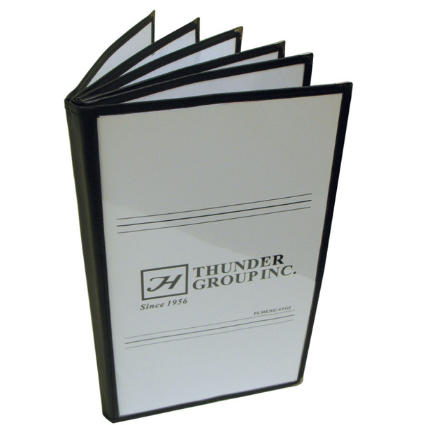 Thunder Group PLMENU-6TGI 7 1/2" x 13 1/4" Six Pocket Menu Cover - Black