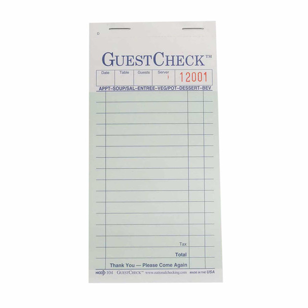 National Checking 104-50SW Green Medium Duplicate Carbon Guest Checks, 50 Books/Case National Checking 104-50SW Green Medium Duplicate Carbon Guest Checks, 50 Books/Case
