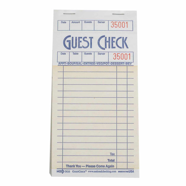 National Checking S3616 Salmon Medium Single Copy Paper Guest Checks - 50 Books/Case National Checking S3616 Salmon Medium Single Copy Paper Guest Checks - 50 Books/Case