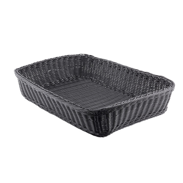 Tablecraft M2493 Black Rectangular Display Basket, 19" x 14" x 4", Polypropylene