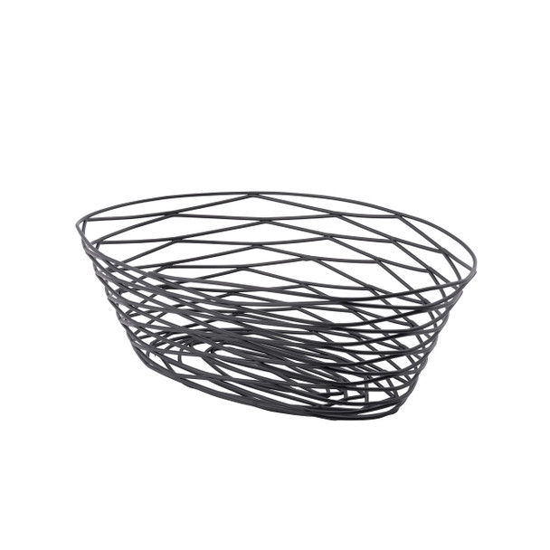 Tablecraft BK17410 Artisan Collection Black Oval Basket, 10" x 7" x 3-1/4"