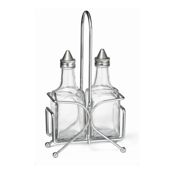Tablecraft H600N2 Oil & Vinegar Cruet Set, 2 Bottles & Rack, 6 Oz