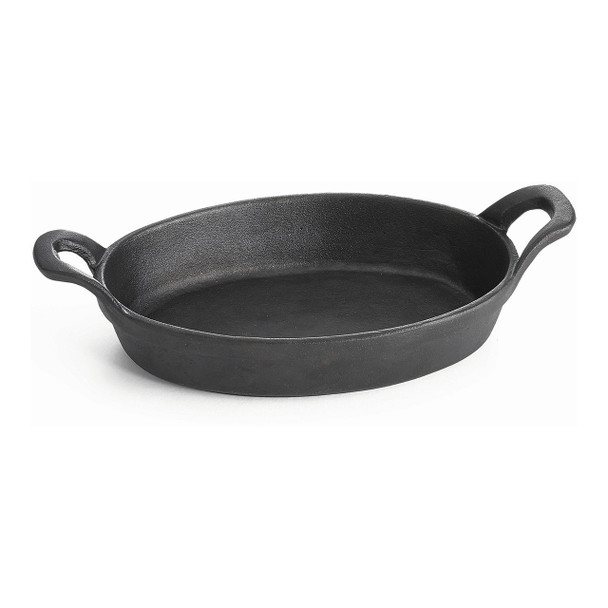 Tablecraft CW30100 24 oz Cast Iron Oval Au gratin, 8" x 6" x 1-1/2" (L with Handle 10.75")