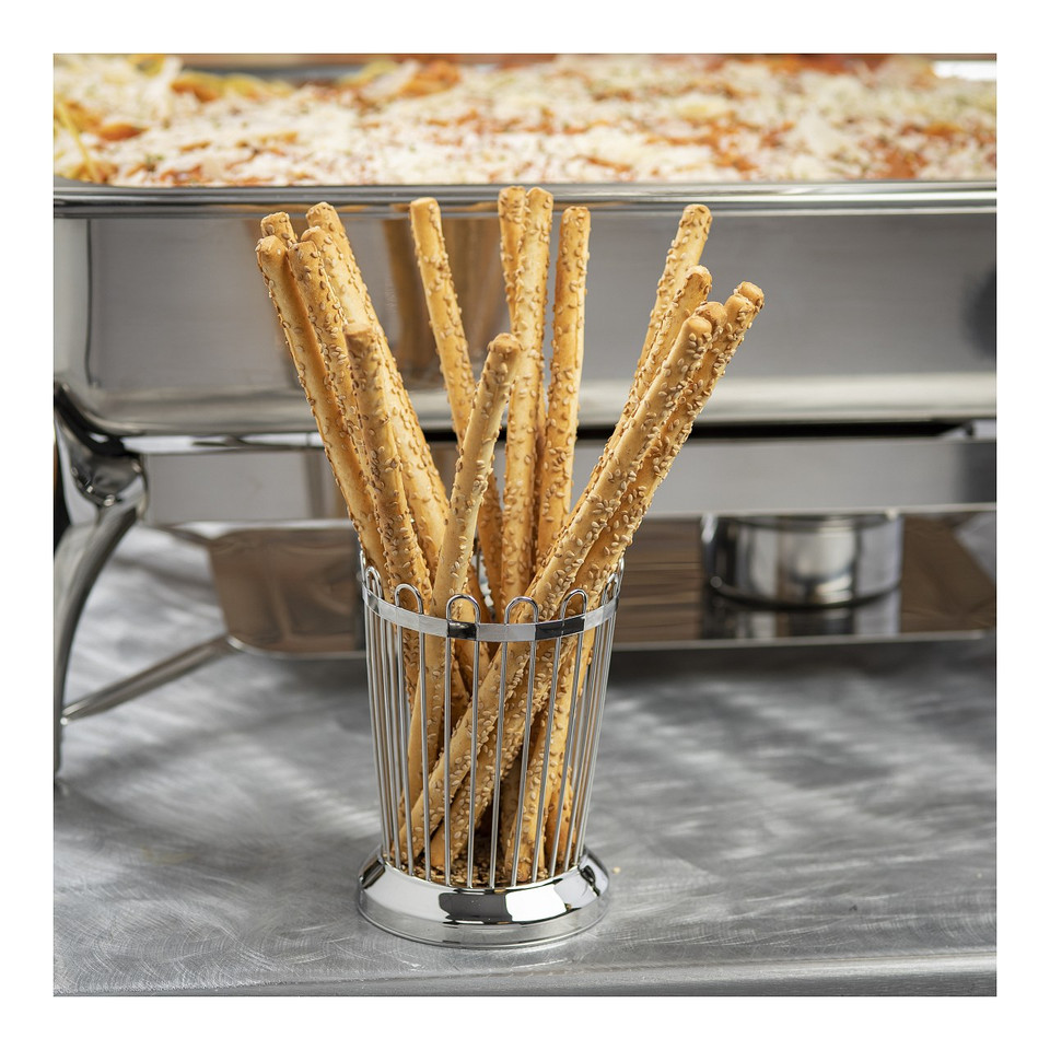 Tablecraft 258 Regent Round Bread Basket, 33/4" x 53/8"H, Stainless