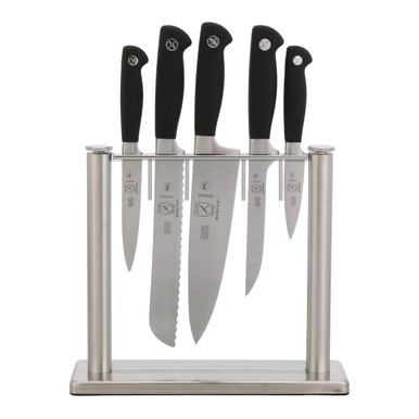 Genesis® 6 Pc. Knife Block Set Stainless & Tempered Glass - Mercer Culinary