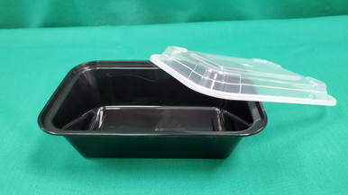 24 oz. Rectangular Black Container w/Lid Combo 150/CS