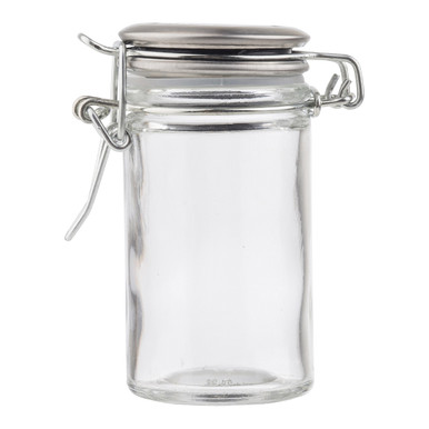 Tablecraft 10106 2 oz. Glass Condiment Jar with Stainless Steel