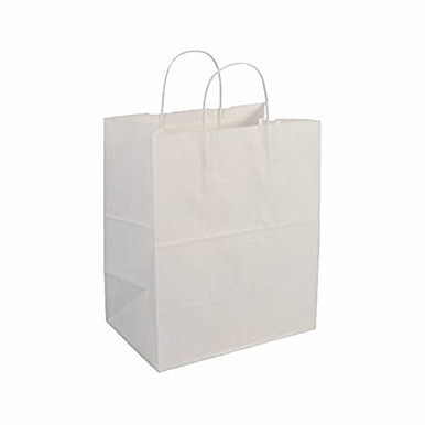 Duro 88206 Bistro White Paper Shopping Bags, 10 x 6.75 x 12 (250/Case) -  Win Depot