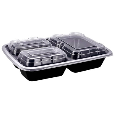 CuBE Plastics CR-2932BB 28 oz. Black Plastic 2 Compartment