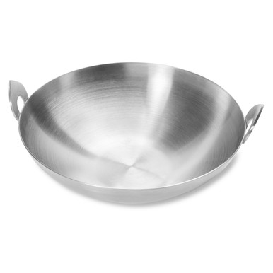 Vollrath 59748 9 oz. Shallow Stainless Steel Balti Dish - 4 x 1 1/2
