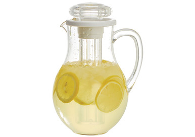 Service Ideas MWP33RB 3.3 Liter Clear Plastic Pitcher with Lid & Ice Tube -  Win Depot