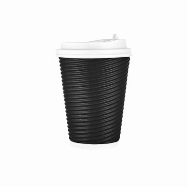 King Zak 00743 Paper Hot Cups & Lids, 12 oz, Black (Pack of 30 Sets) - Win  Depot