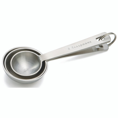 Winco MSPP-4, Set of White Plastic Measuring Spoons with Capacity