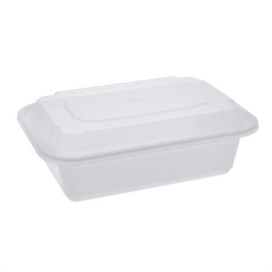 Pactiv NC948 White 48 oz. Plastic Round Container with Clear Lid - 150/Case  - Win Depot