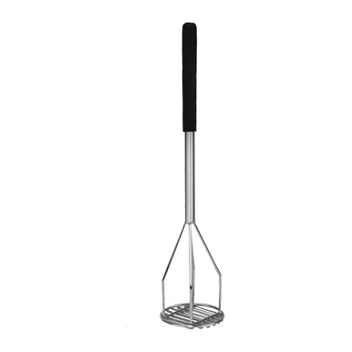 Thunder Group 18 Chrome Plated Square-Faced Potato/Bean Masher with Soft  Grip Handle