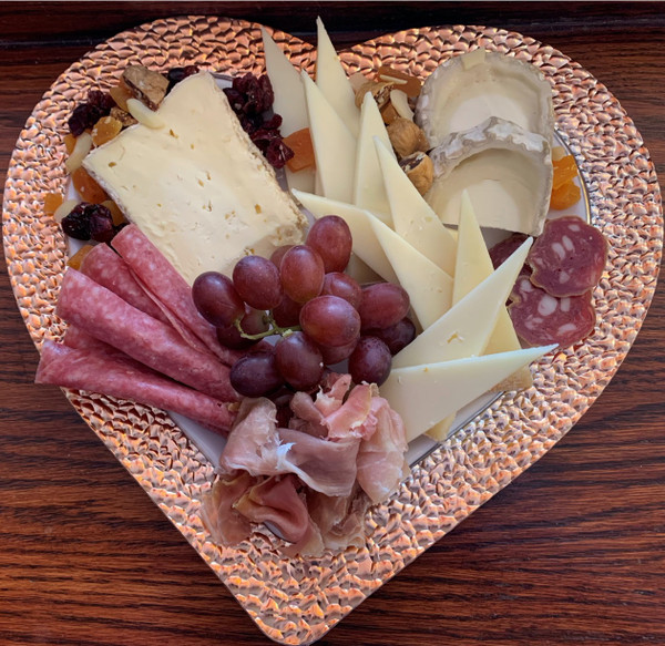 Valentine's  Day Heart Shaped Charcuterie and Cheese Plate 