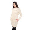 Cable Knit Side Zip Long Cardigan ML143 Natural White SAOL Knitwear Side View