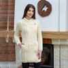 Cable Knit Side Zip Long Cardigan ML143 Natural White SAOL Knitwear Front View