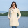 Classic Cable Coat ML120 Natural White SAOL Knitwear Front View