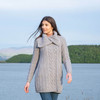 Classic Cable Coat ML120 Grey SAOL Knitwear Front View