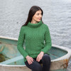 Fisherman Wool Funnel Neck Sweater ML117 Green SAOL Knitwear Front View