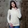 Turtle Neck Cable Sweater ML900 Natural White SAOL Knitwear Front View