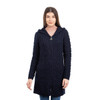 Celtic Aran Jacket ML128 Navy Blue SAOL Knitwear Front View