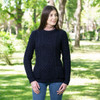 Cable Knit Crew Sweater ML102 Navy Blue SAOL Knitwear Front View