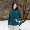 Cable Knit Side Zip Cardigan ML136 Teal SAOL Knitwear Front View