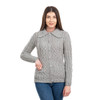 Ladies Buttoned Cardigan ML109 Grey SAOL Knitwear Front View
