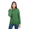 Ladies Buttoned Cardigan ML109 Green SAOL Knitwear Front View