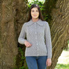 Ladies Buttoned Cardigan ML109 Grey SAOL Knitwear Front View