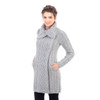 Ladies 4 Buttons Collar Coat AWL108 Grey SAOL Knitwear Front View