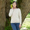 Ladies Button Cardigan AWL122 Natural White SAOL Knitwear Front View