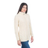 Cable Cardigan With Zipper ML142 Natural White SAOL Knitwear Side View