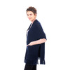 Ladies Pocket Shawl ML104 Navy Blue SAOL Knitwear Side View