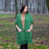 Ladies Pocket Shawl ML104 Green SAOL Knitwear Front View